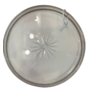 Round Glass Tray with Star Etching and Silver Rim