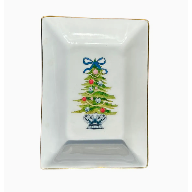 Christmas Tree Chinoiserie Trinket Tray