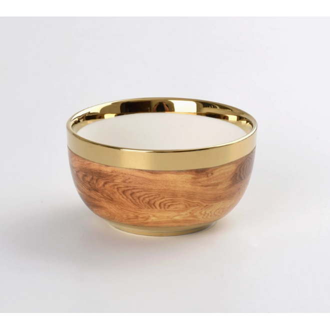 Porcelain Snack Bowl with Gold Rim 4" Round