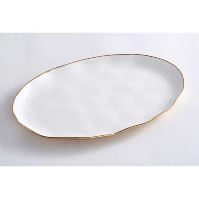 Oval Platter with Gold Rim