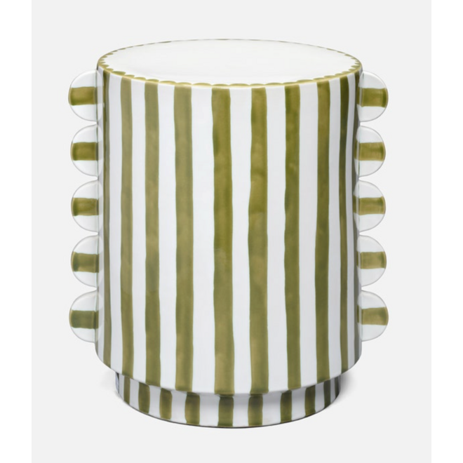 Betsy Stool in White and Olive Green