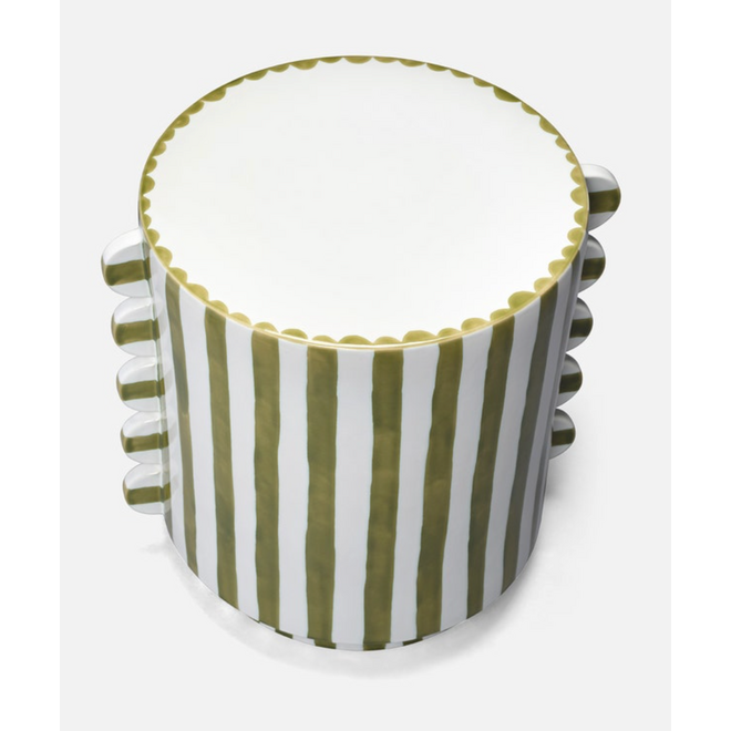 Betsy Stool in White and Olive Green