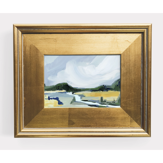 Fall Coastal Landscape Original Painting with Frame