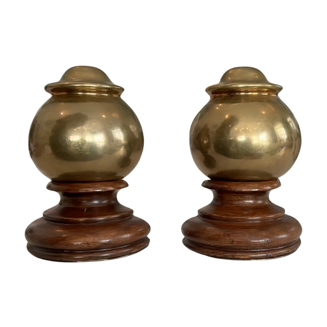 Vintage Sarreid Brass and Woof Finial Bookends