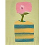 Striped Vessel with Pink Petunia on Canvas
