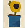 Blue Pottery with Sunflower on Canvas
