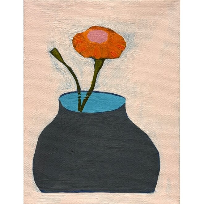 Dark Vessel and Orange Stem on Canvas