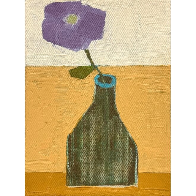Vessel with Purple Wildflower on Canvas