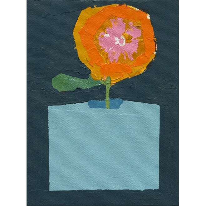 Geometric Vessel with Flower on Canvas