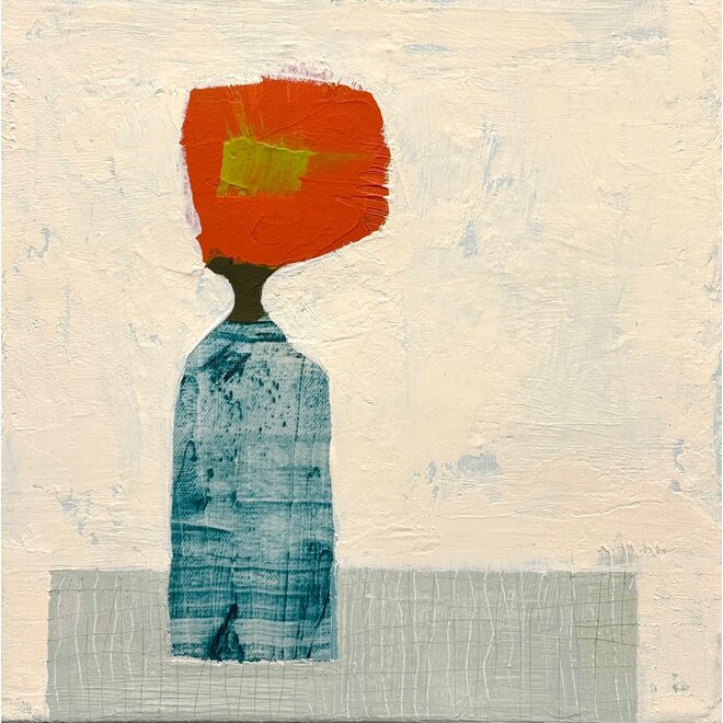 Textured Vessel with Hibiscus on Canvas