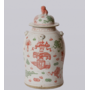Pink and Green Porcelain Ancient Treasures Temple Jar