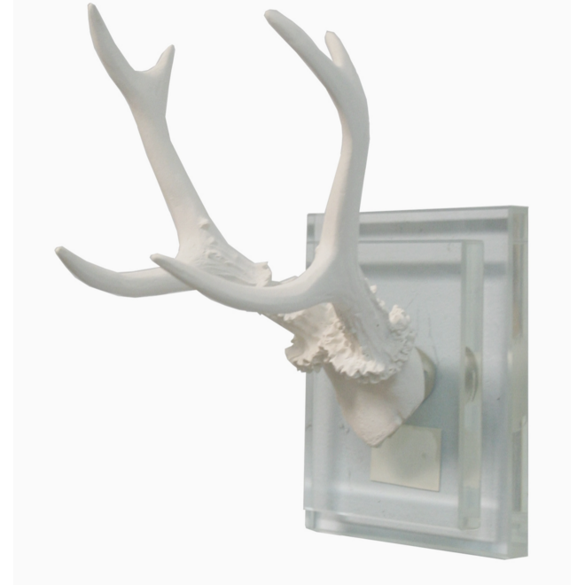 White Antler Double Glass Wall Mount - 7"H Size