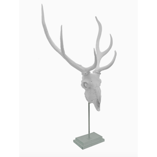 White Deer Skull Double Step Glass Base