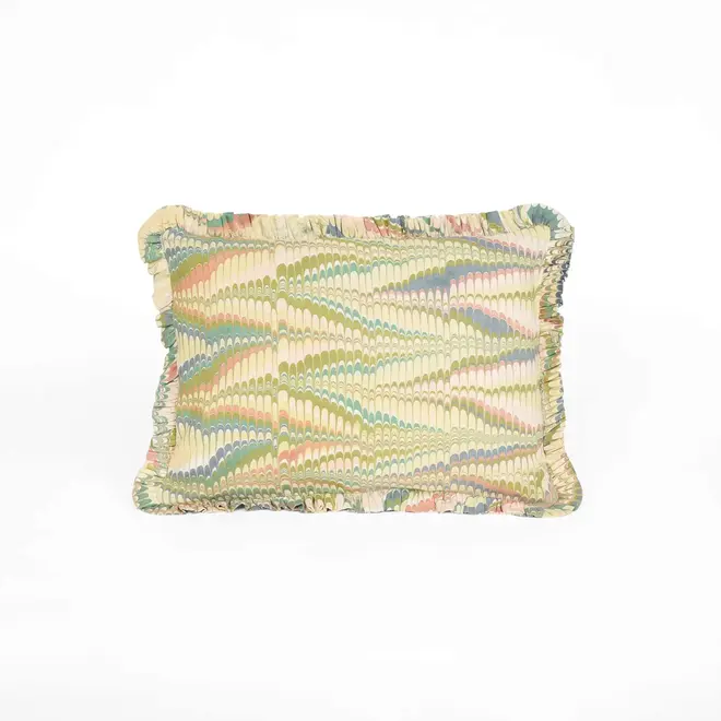 Marbled Ruffle Pillow, Moss Mountain