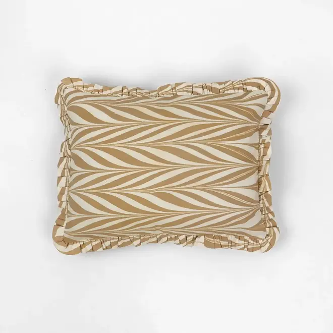 Marbled Ruffle Pillow, Soyabean