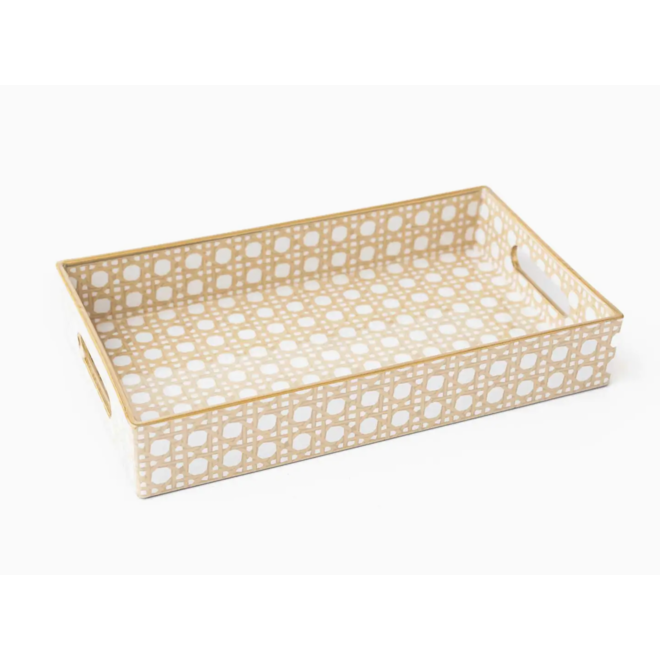 Tan Cane Vanity Tray