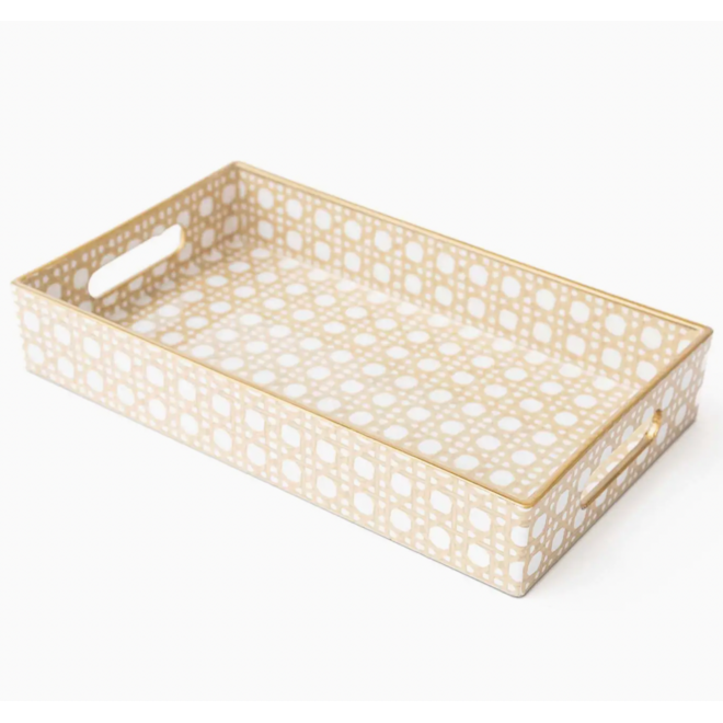 Tan Cane Vanity Tray