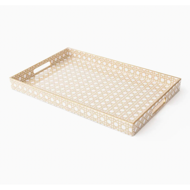Large Tan Cane Tray