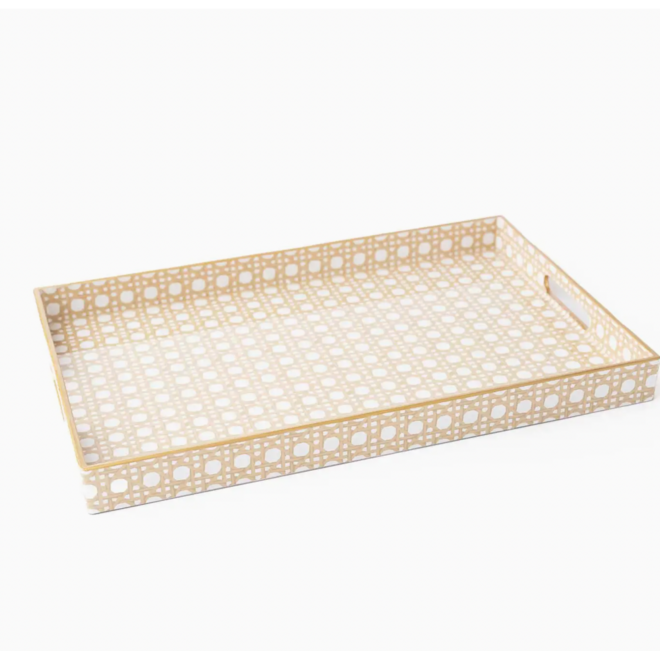 Large Tan Cane Tray