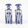 Set of Two Porcelain Chinoiserie Monkey Candlesticks