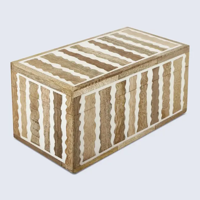 RESIN WOOD INLAY DECORATIVE STORAGE BOX
