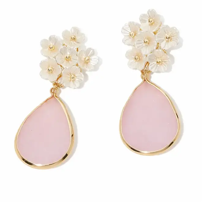 Pearl & Pink Teardrop Earrings