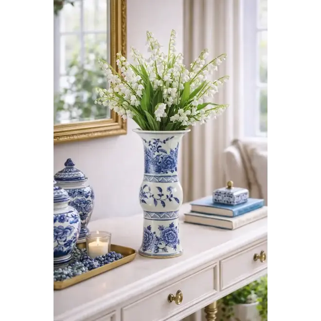 Bird & Floral Trumpet Vase