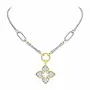 Silver & Gold CZ Clover Necklace