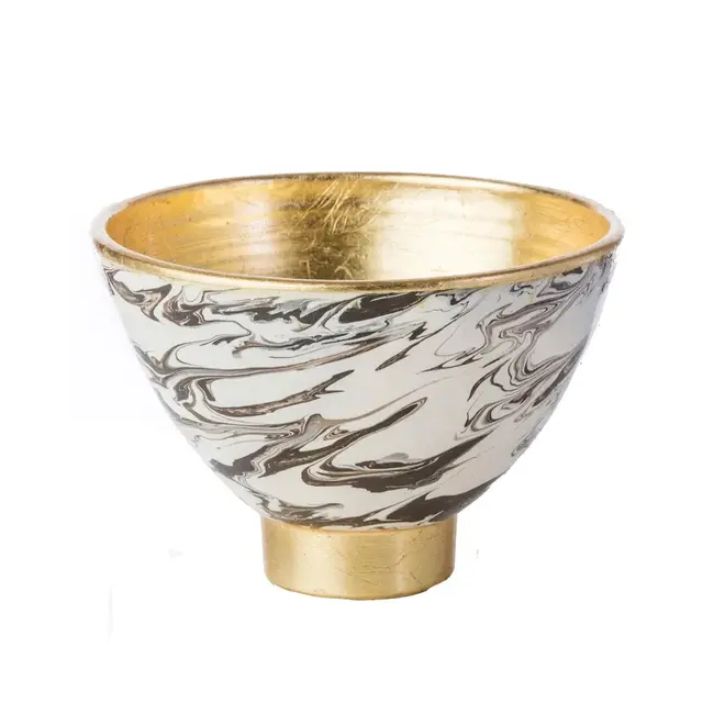 Brown Marble Footed Bowl
