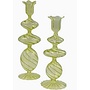 Green Glass Candlestick - Set of 2 (Large)