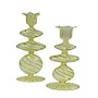 Green Glass Candlestick - Set of 2 (Medium)