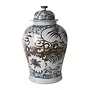 Blue & White Sea Flower Temple Jar