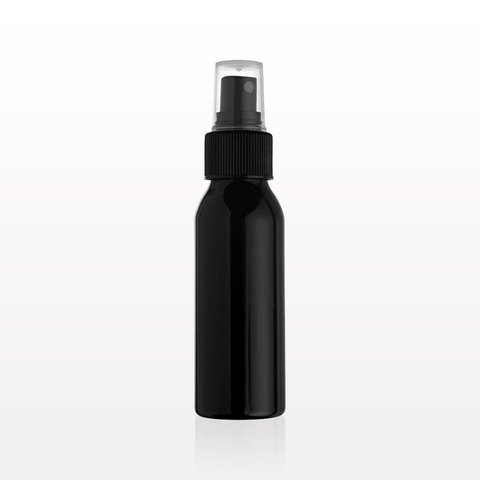 Aluminum Bottle (Black) w/ Sprayer & Overcap, 118ml