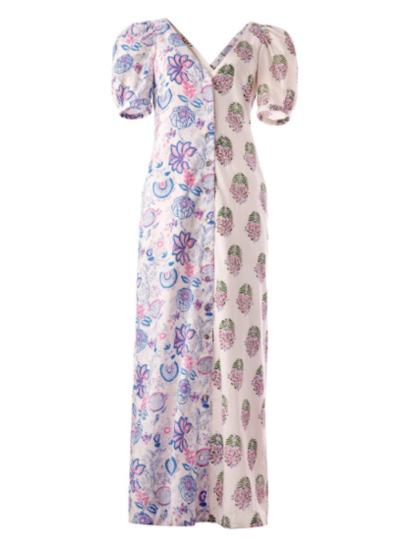 ALIX OF BOHEMIA SHORT SLEEVE BUTTON DOWN FIFTY FIFTY BLOOM MAXI DRESS