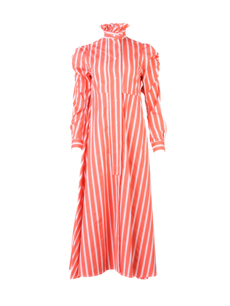 THIERRY COLSON PUFF STRIPED WINTER LONG DRESS