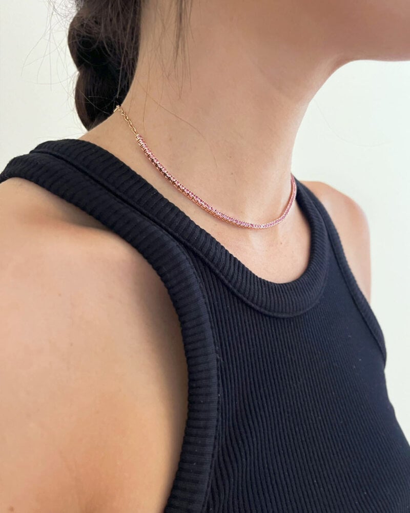 Pink Sapphire Tennis Choker