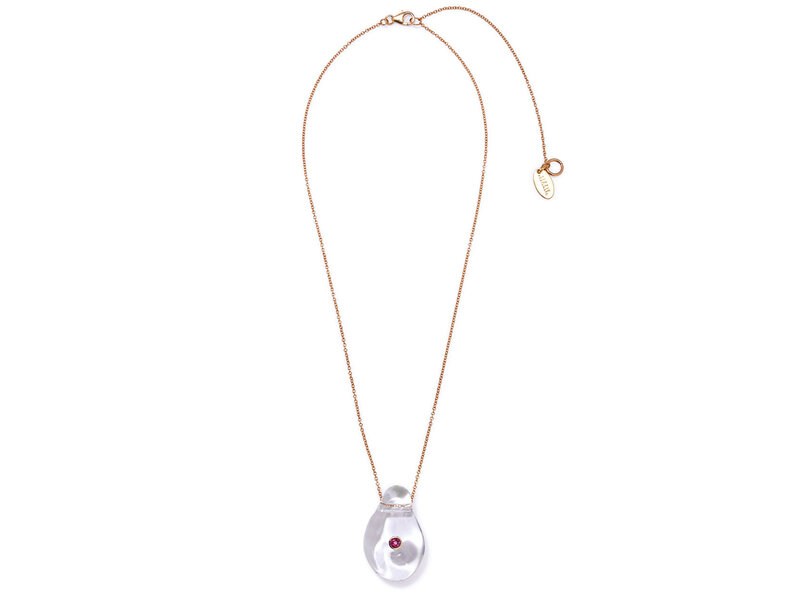 LIZZIE FORTUNATO MUSE PENDANT NECKLACE IN CLEAR