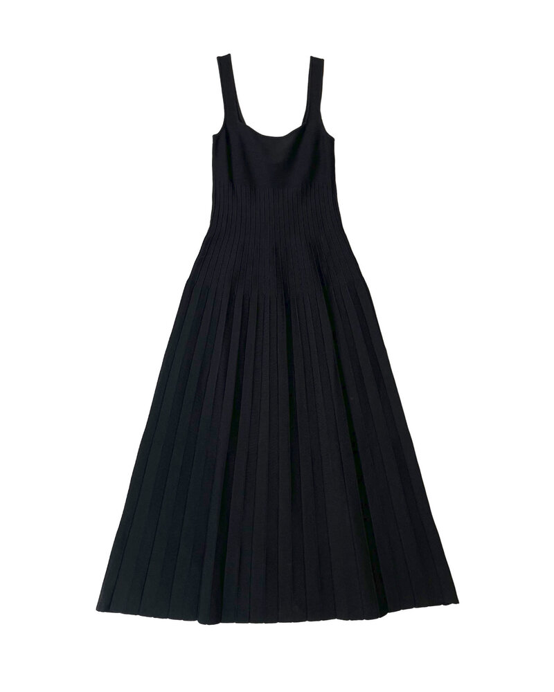 STAUD PLEATED KNIT ELLISON DRESS