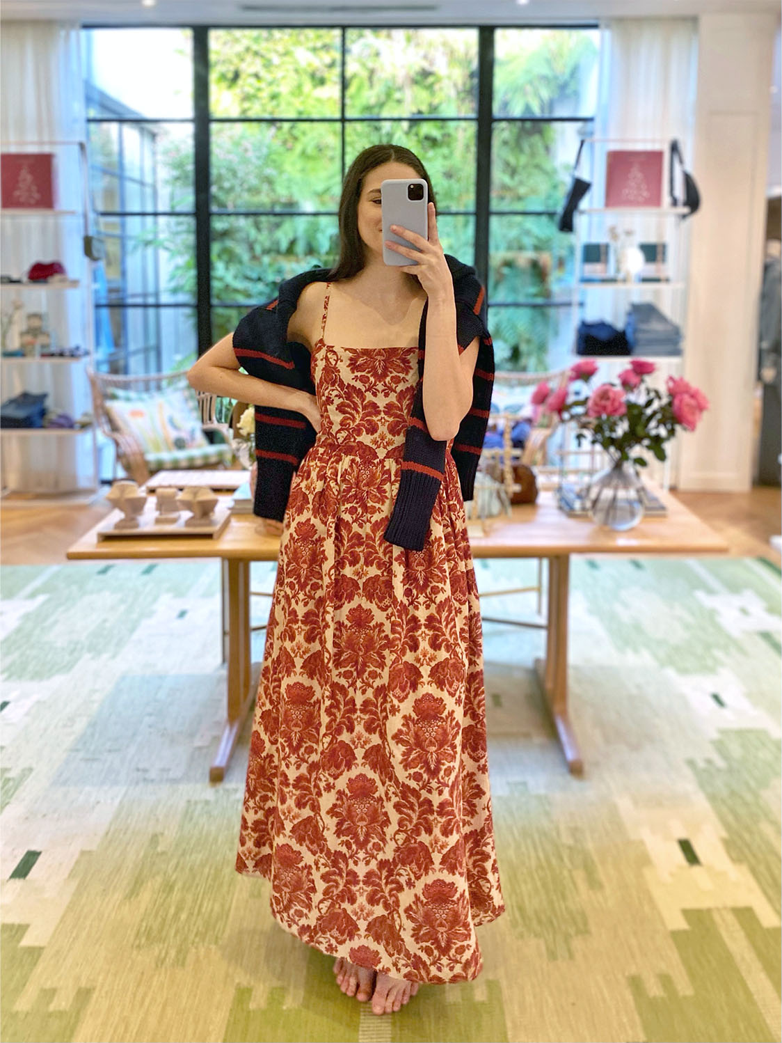 Printed birdie maxi dress top
