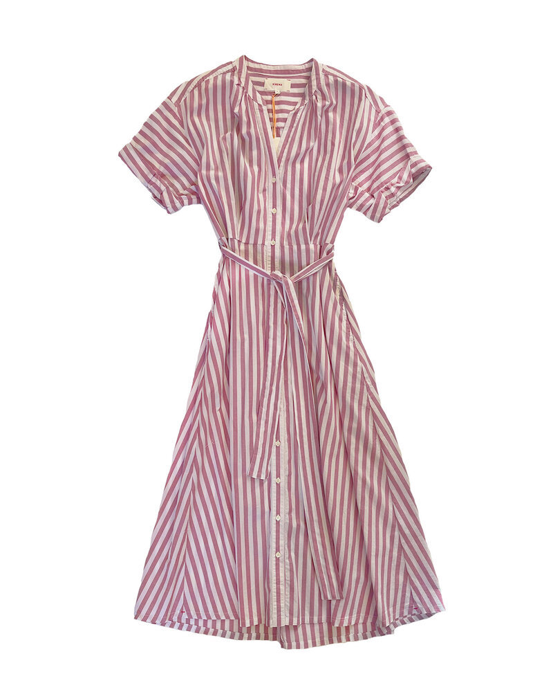 Amalfi Stripe Silk Shirtdress with Belt