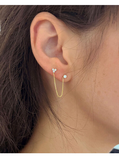 HENRI NOEL Double Diamond Stud and Triangle Earrings