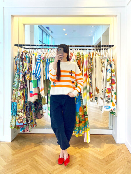 MIRA MIKATI L S STRIPED PARIS SAILOR EMB SWEATER Poole Shop
