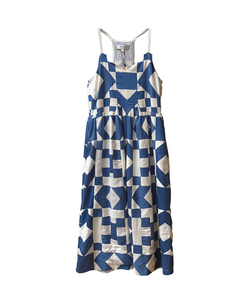 SEA NY TANYA PATCHWORK MIDI DRESS