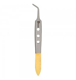 DR. SLICK Bishop Tweezer, 4", Gold & Satin, Curved