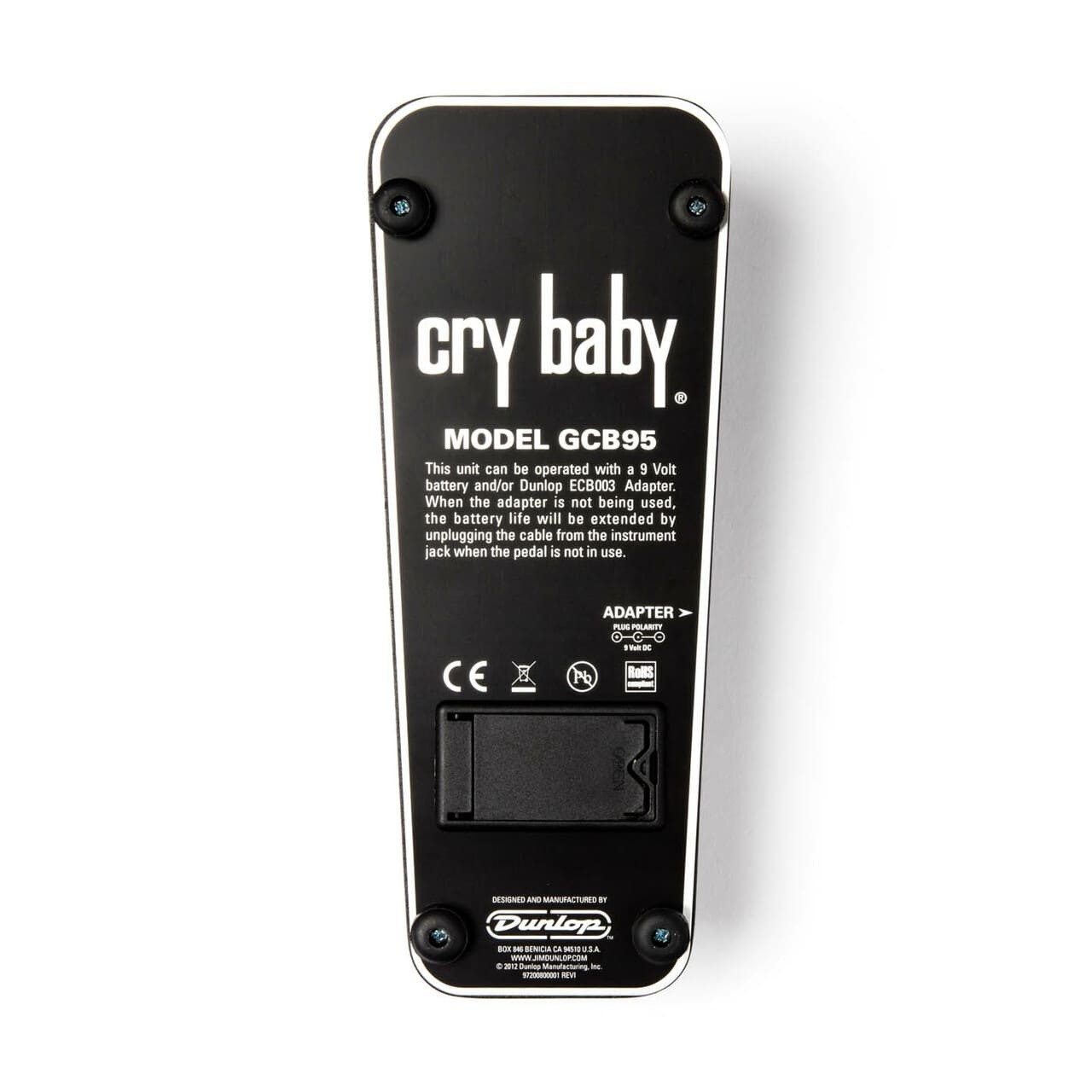 Dunlop Crybaby GCB-95 Classic Wah Pedal Bundle with 2 Patch Cables and 6 Assorted Dunlop Picks 
