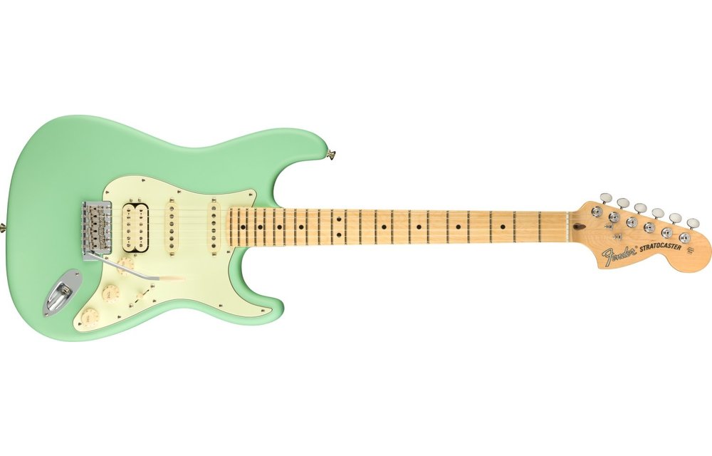 fender american performer strat hss in satin surf green