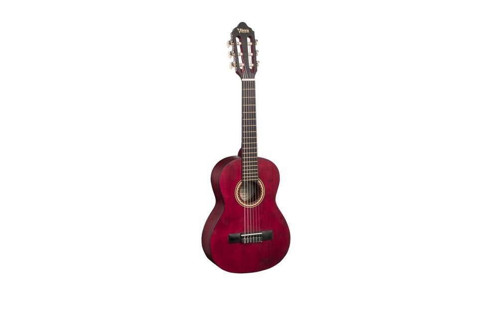 Valencia VC202TWR 1/2 Size Classical Guitar, Transparent Wine Red