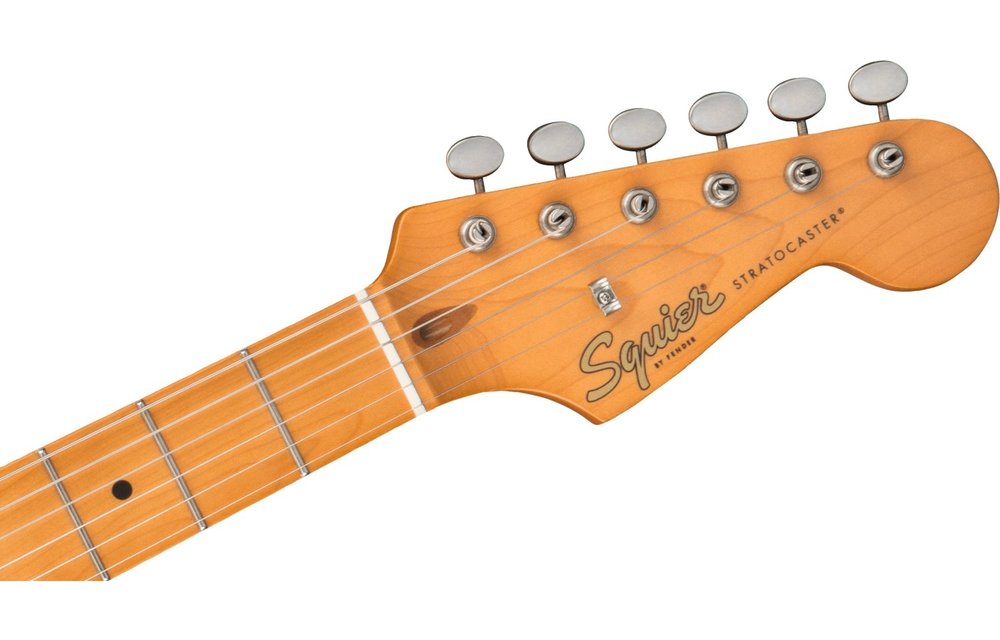 Squier 40th Anniversary Stratocaster, Vintage Edition, Maple Fingerboard, Gold Anodized Pickguard, Satin Sonic Blue