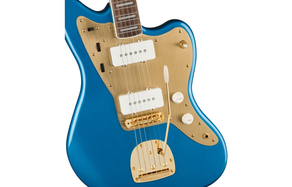 Squier 40th Anniversary Jazzmaster, Gold Edition, Laurel Fingerboard, Gold Anodized Pickguard, Lake Placid Blue