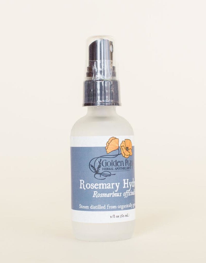 Golden Poppy Herbs Rosemary Hydrosol, Organic 2oz Mister